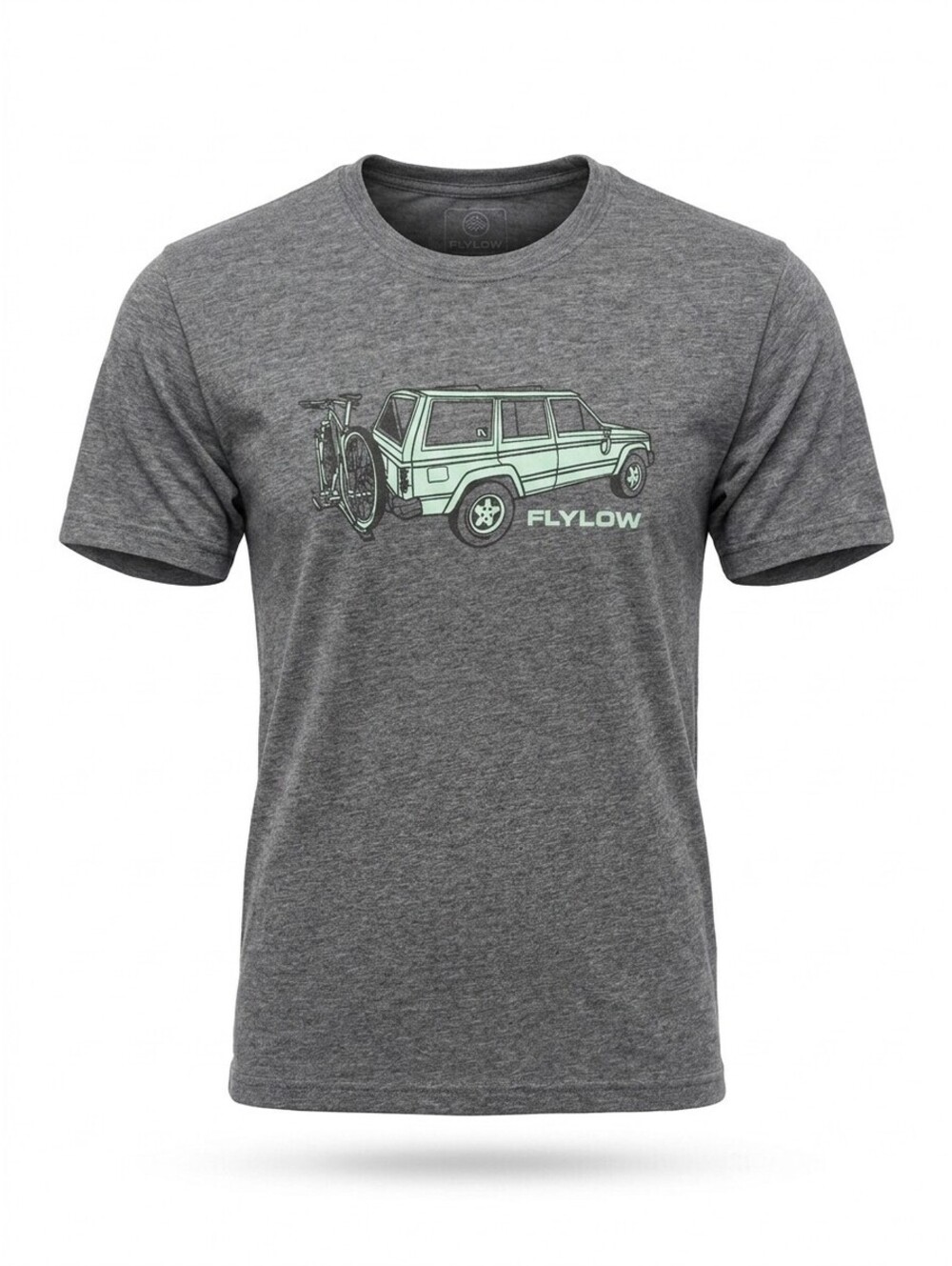 Flylow Jeep Cherokee Bike Rack Graphic T Shirt Mens L Heather Gray Mountain MTB